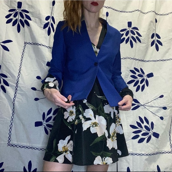 Vintage blazer NO LABEL tailored 3/4 sleeve elegant details interior pocket - Picture 3 of 6